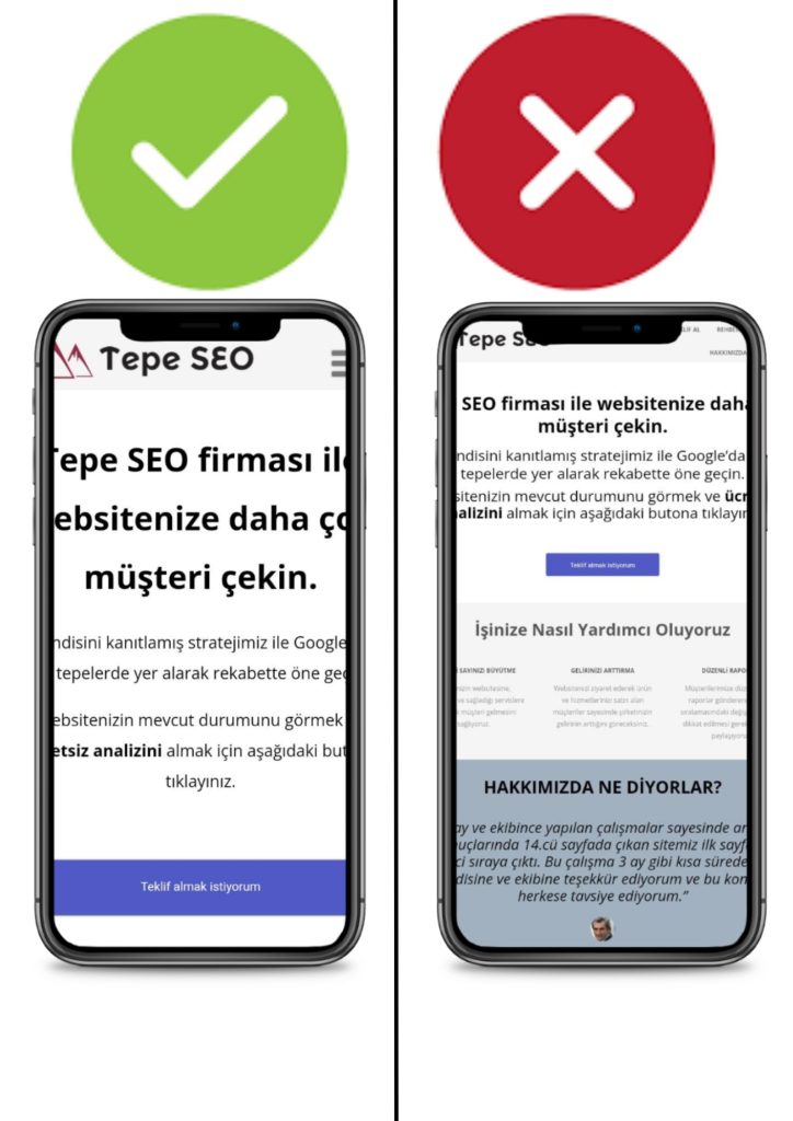 mobil uyumlu olmayan site