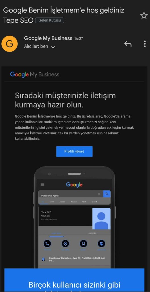 Google My Business Hoşgeldin 