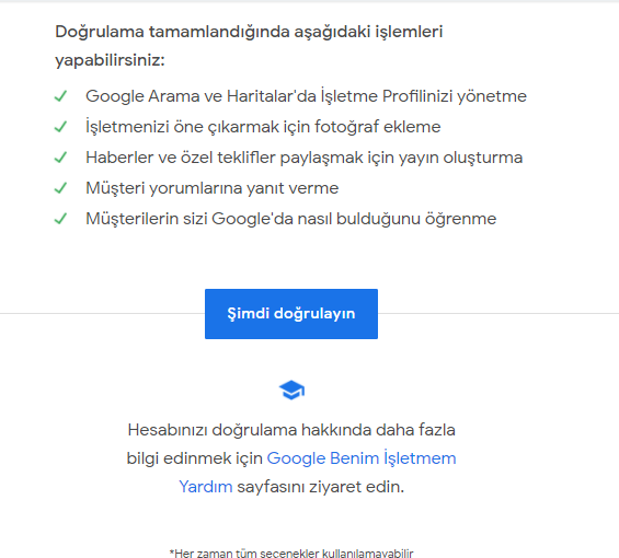 Google My Business Hesap Doğrulama