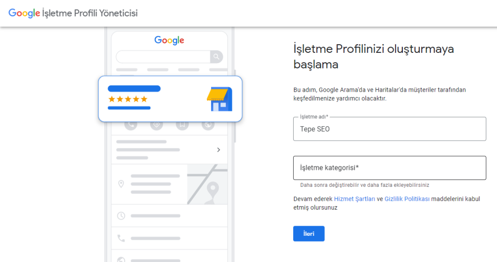 Google My Business Üyelik