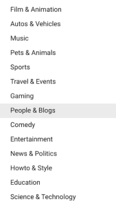 Youtube kategorileri