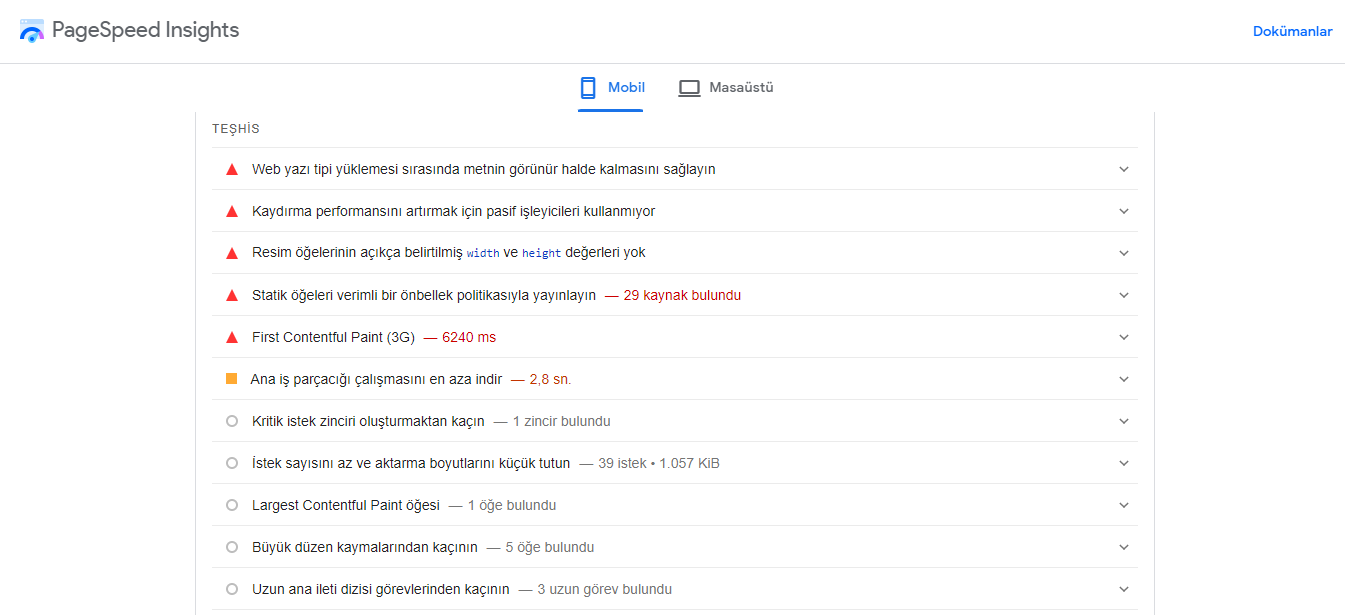 google page speed insight