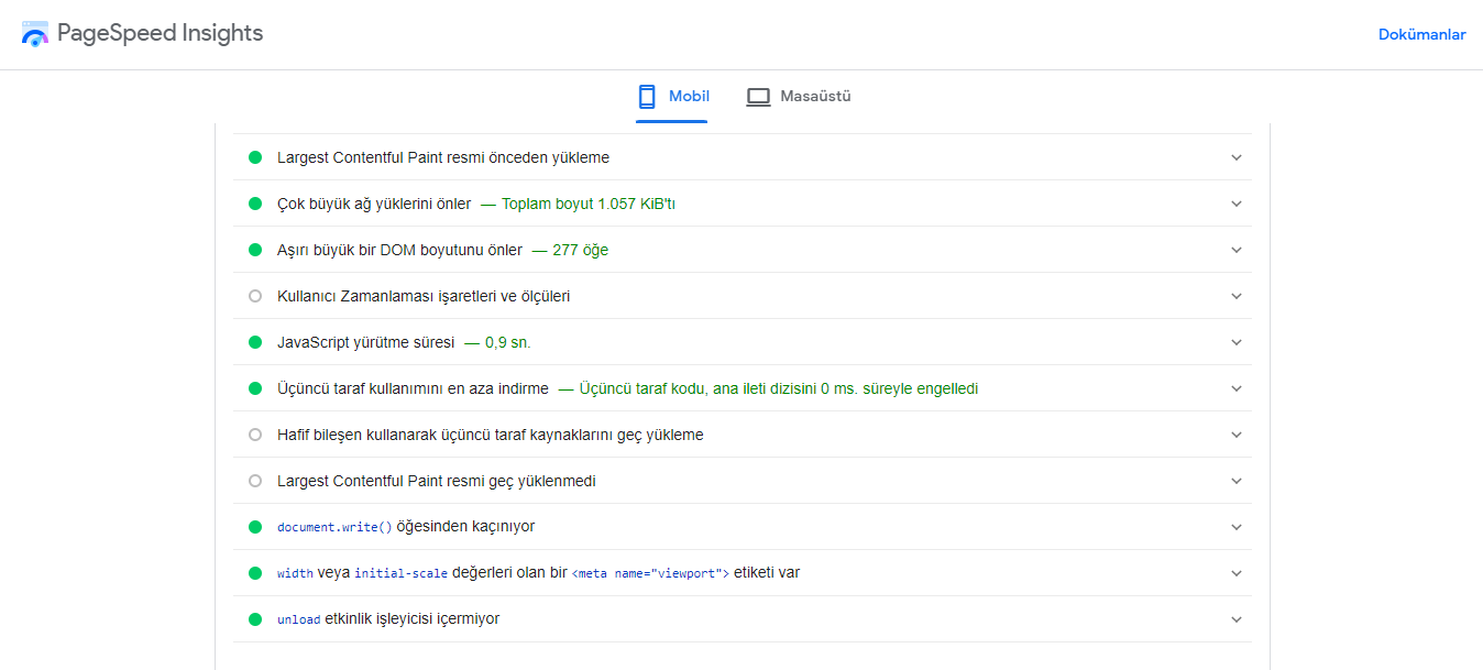 google sayfa açılma hızı
