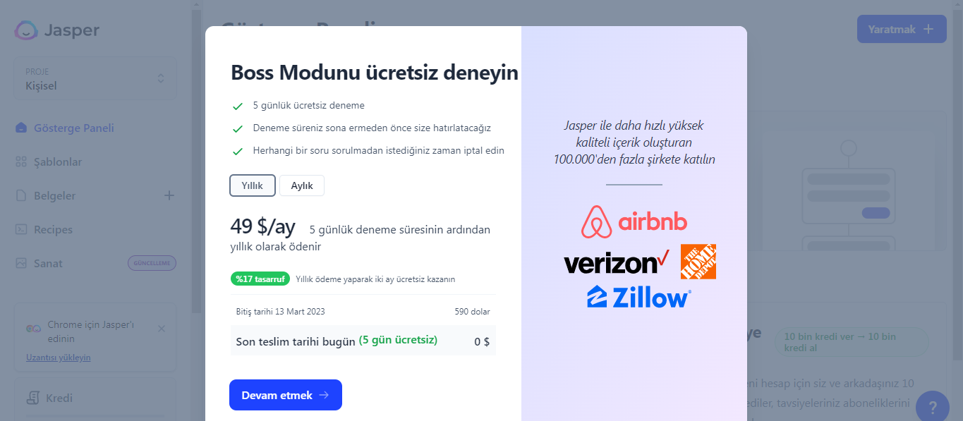 Jasper Ai PRO Ücretlendirme