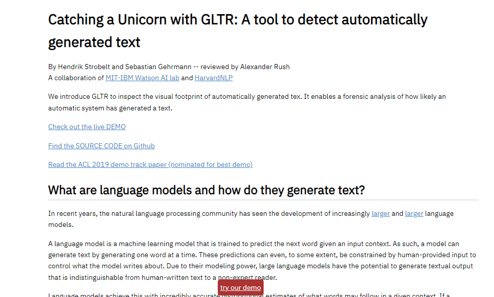GLTR io Ai Detector